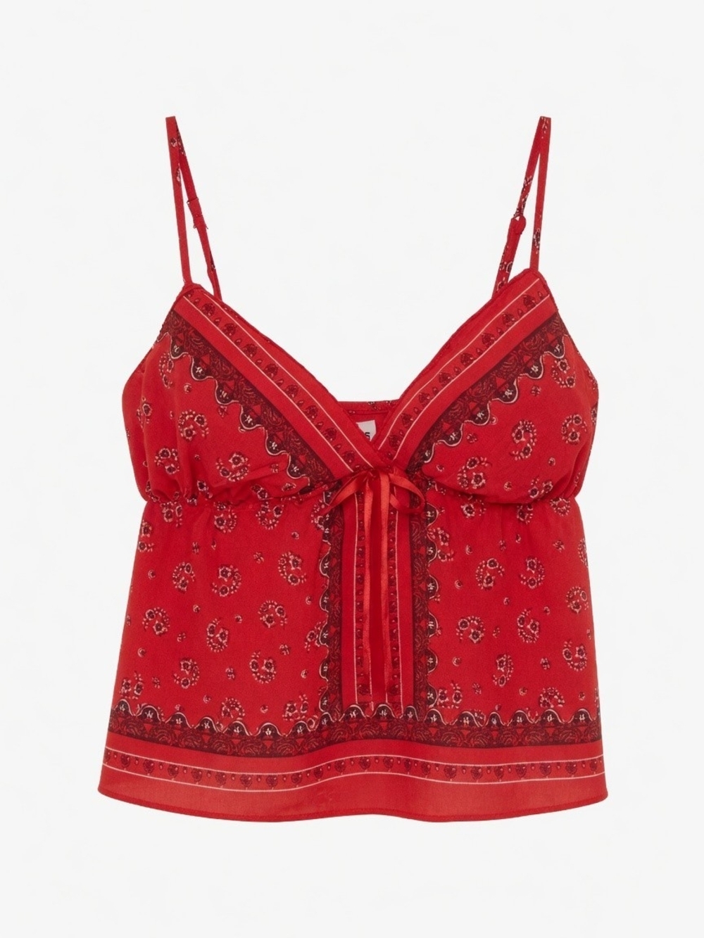 XXL Red Paisley Print Satin-Trim Cami